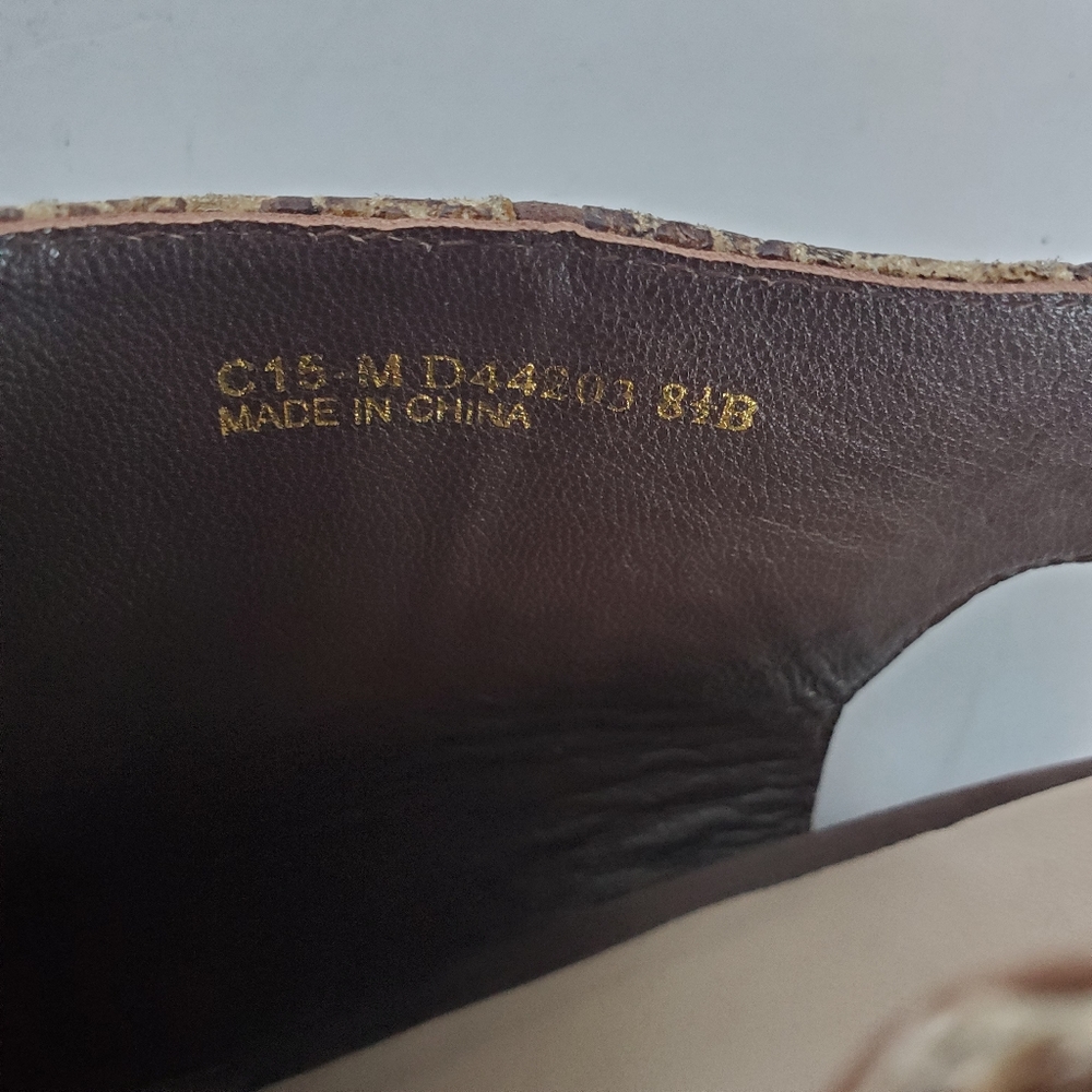COLE HAAN Brown Snake Leather Peep Toe Bootie Wedge size 8.5 - Picture 14 of 16